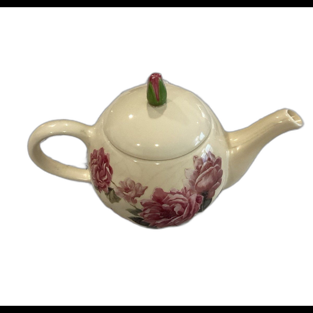 Teleflora Tea Pot 100th Anniversary Mothers Day “2008” Ceramic Pink Rose Pattern